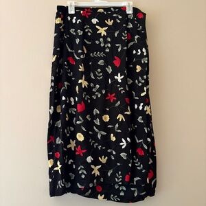 Vintage Ship ’n Shore Petite Floral Midi Skirt Cottagecore Dark Academia 16P